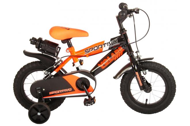 Bicycle per bambini Sports Stirare - Boys - 12 pollici - Neon Oranje Black - Freni a due mani - 95% assemblato