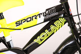 Volare Sportivo Child's Bike Boys Boys 14 pouces Néon Geel Black Bracks à deux mains 95% assemblés