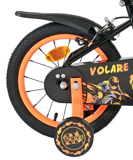 Volare strike kinderfiets - jongens - 14 inch - zwart oranje - twee handremmen