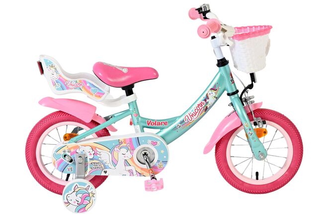Vélo enfant licorne Volare - filles - 12 pouces - vert