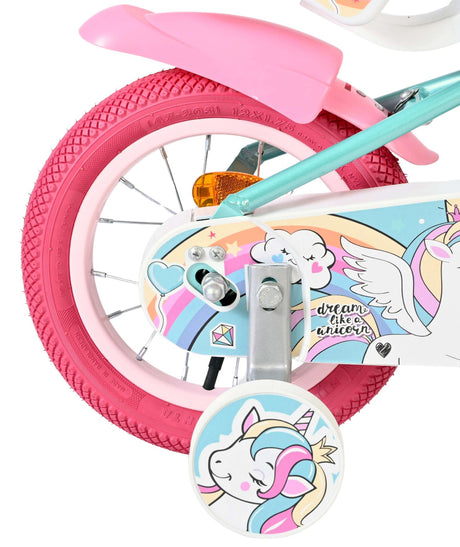 Vélo enfant licorne Volare - filles - 12 pouces - vert