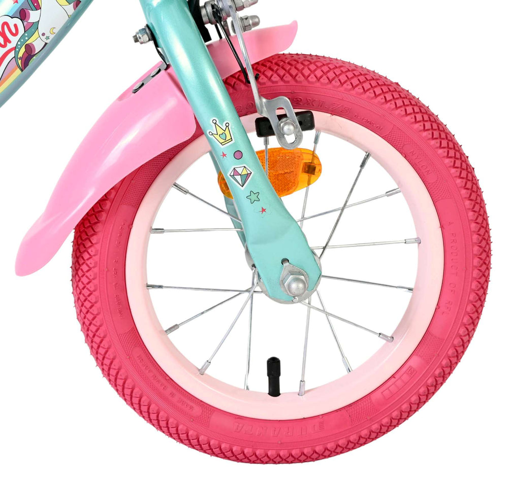 Vélo enfant licorne Volare - filles - 12 pouces - vert