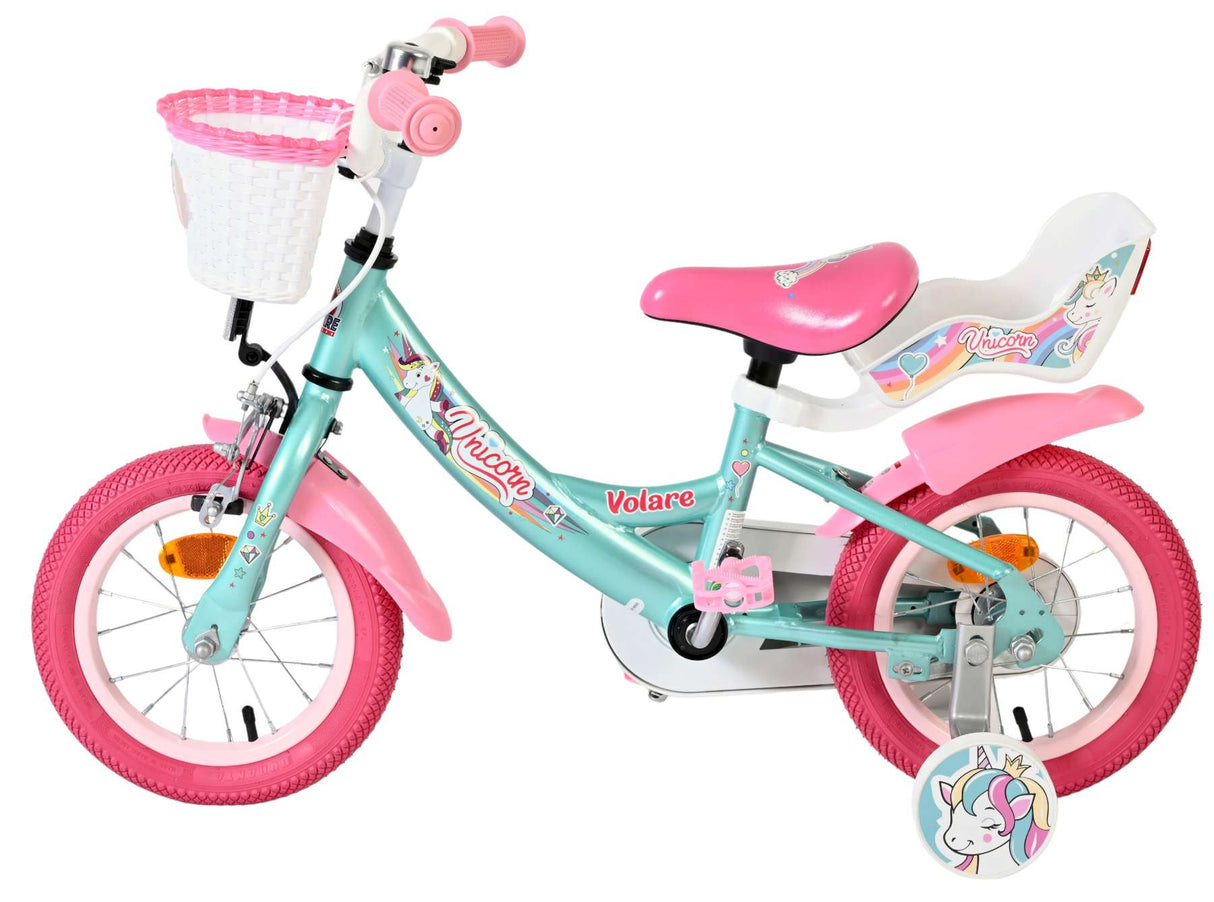 Vélo enfant licorne Volare - filles - 12 pouces - vert