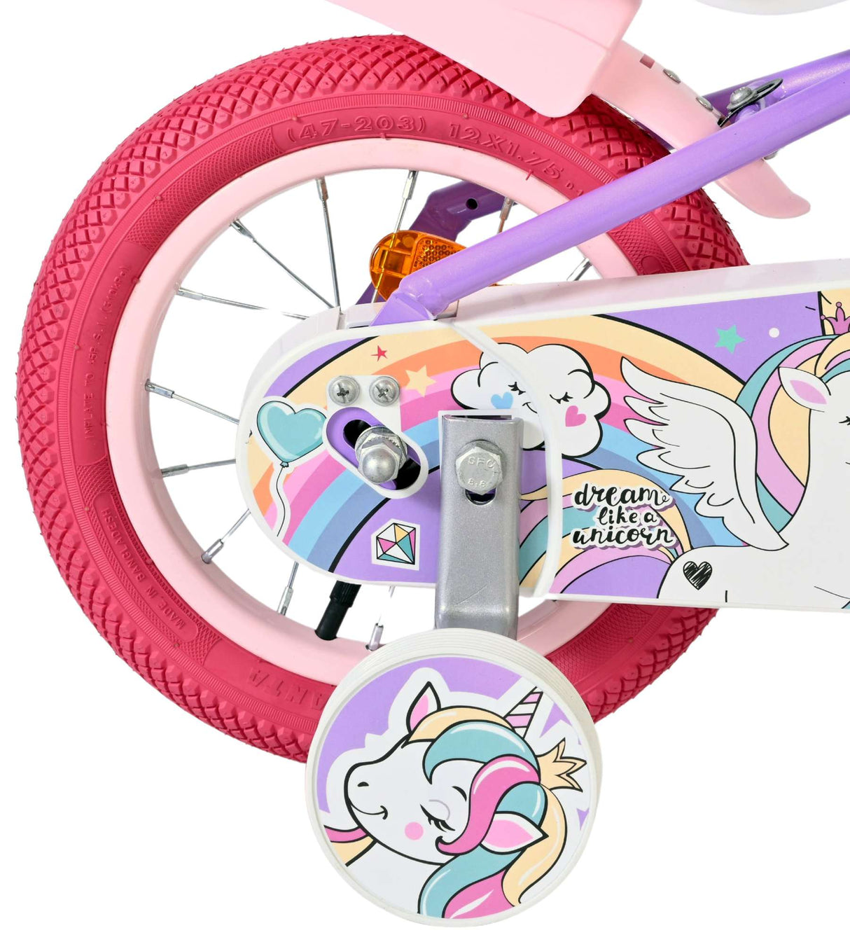 Vélo enfant licorne Volare - filles - 12 pouces - violet