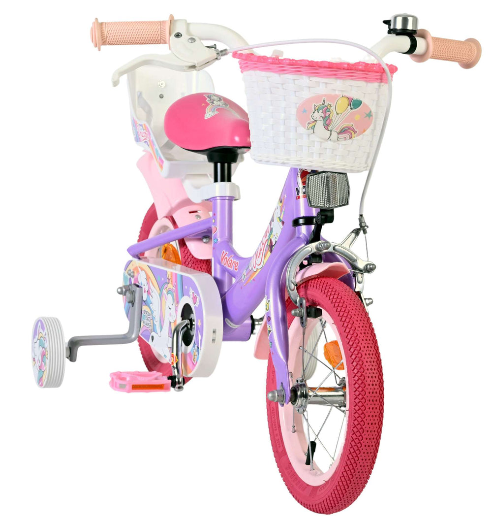 Vélo enfant licorne Volare - filles - 12 pouces - violet