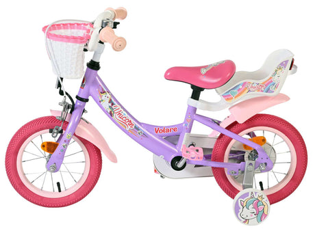 Vélo enfant licorne Volare - filles - 12 pouces - violet