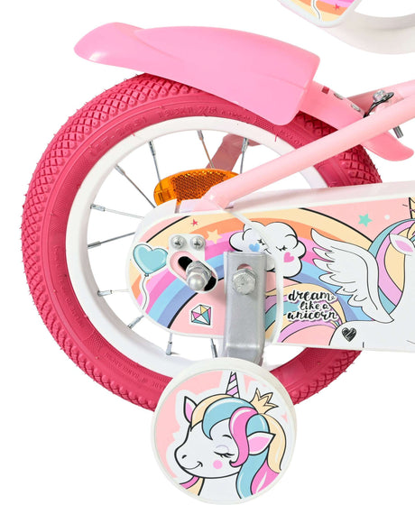 Vélo enfant licorne Volare - filles - 12 pouces - rose