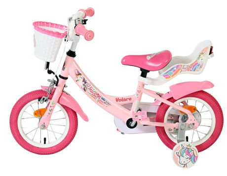 Vélo enfant licorne Volare - filles - 12 pouces - rose