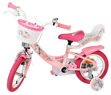 Vélo enfant licorne Volare - filles - 12 pouces - rose