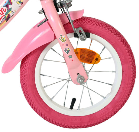Vélo enfant Volare licorne - filles - 12 pouces - rose - deux freins à main
