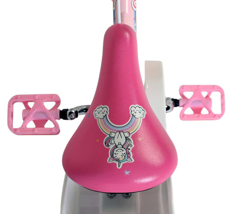 Vélo enfant Volare licorne - filles - 12 pouces - rose - deux freins à main