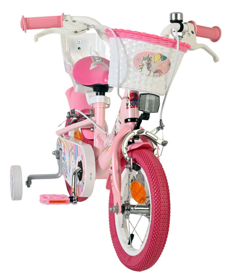 Vélo enfant Volare licorne - filles - 12 pouces - rose - deux freins à main