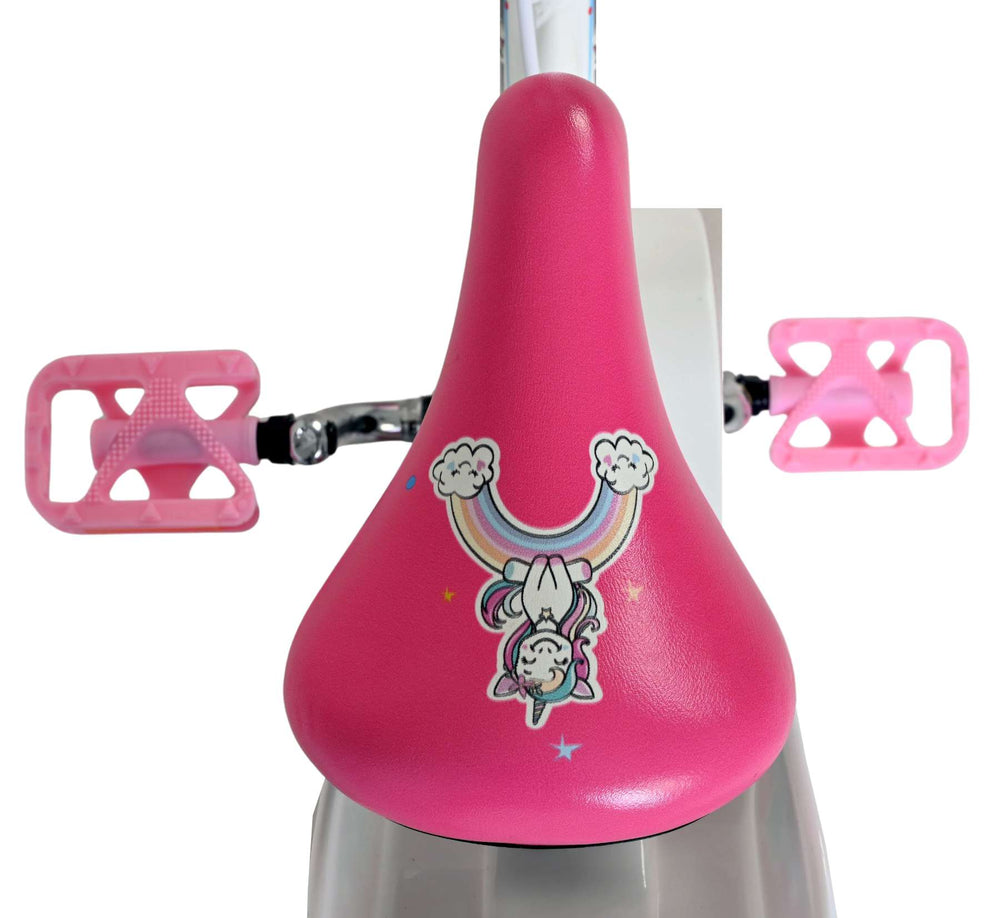 Vélo enfant Volare licorne - filles - 12 pouces - blanc - deux freins à main