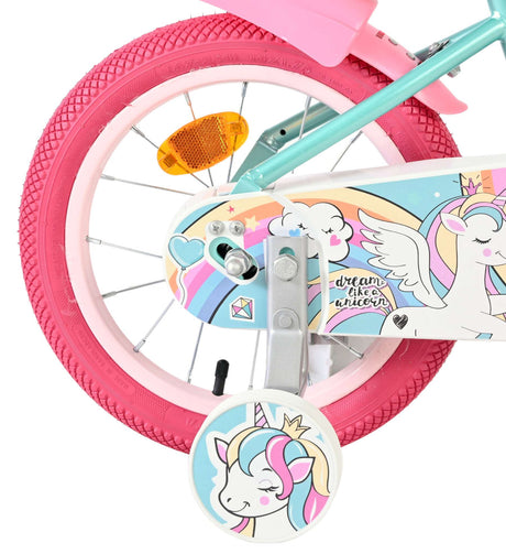 Vélo enfant licorne Volare - filles - 14 pouces - vert