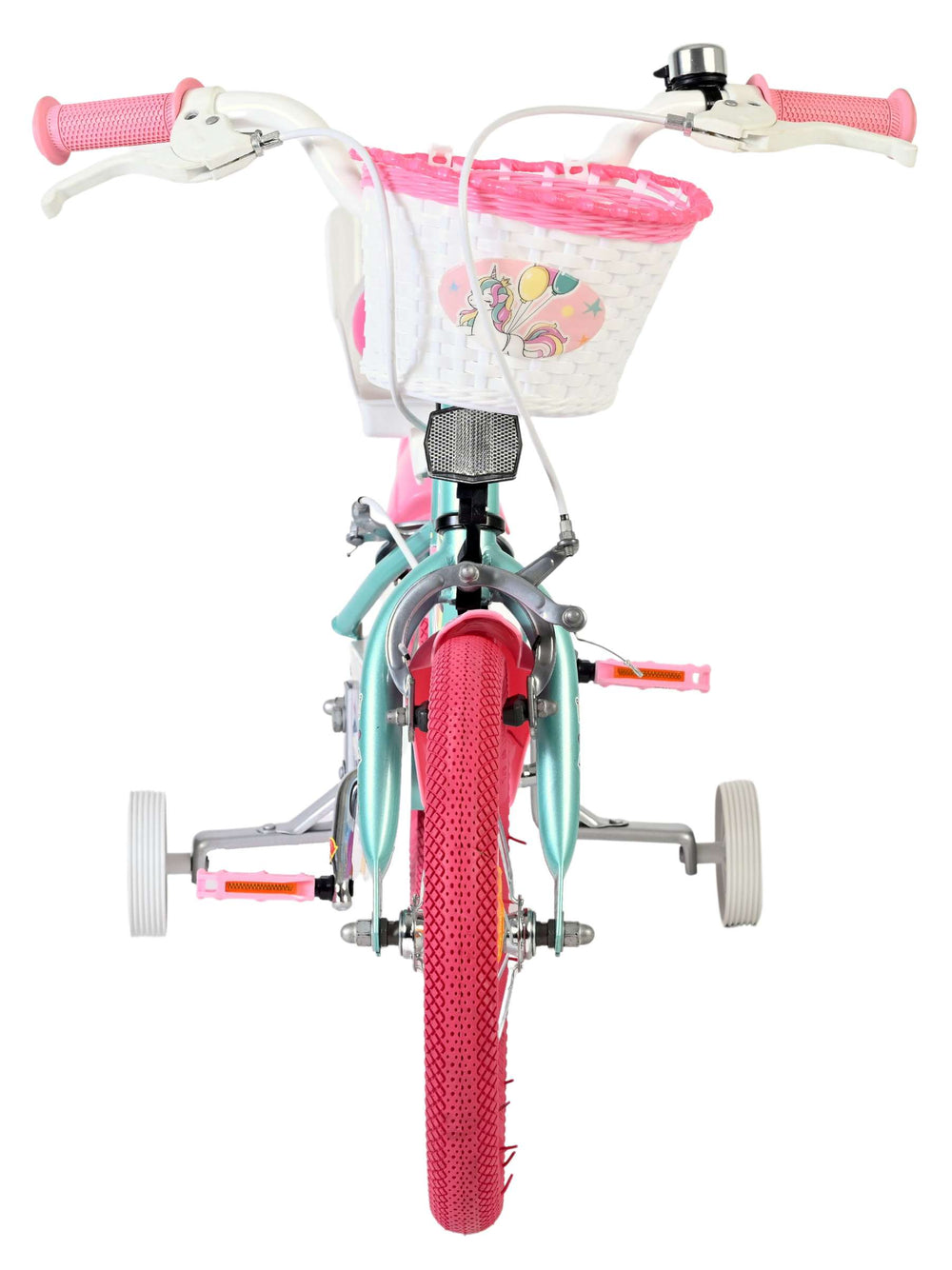 Vélo enfant Volare licorne - filles - 14 pouces - vert - deux freins à main