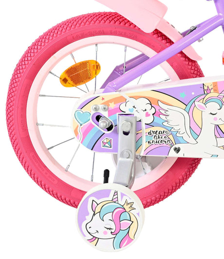 Vélo enfant licorne Volare - filles - 14 pouces - violet