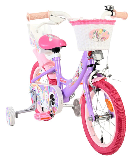 Vélo enfant licorne Volare - filles - 14 pouces - violet