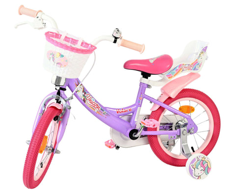 Vélo enfant licorne Volare - filles - 14 pouces - violet