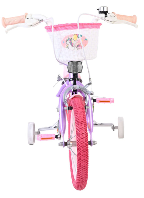 Vélo enfant licorne Volare - filles - 14 pouces - violet - deux freins à main