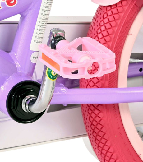 Vélo enfant licorne Volare - filles - 14 pouces - violet - deux freins à main