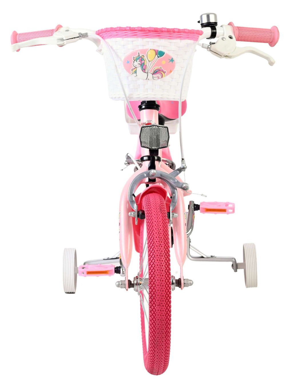 Vélo enfant Volare licorne - filles - 14 pouces - rose - deux freins à main