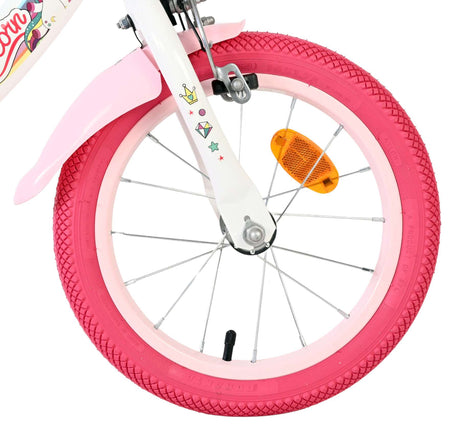 Vélo enfant Volare licorne - filles - 14 pouces - blanc - deux freins à main