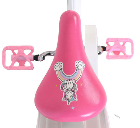 Vélo enfant Volare licorne - filles - 14 pouces - blanc - deux freins à main