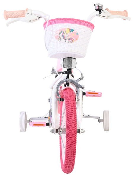 Vélo enfant Volare licorne - filles - 14 pouces - blanc - deux freins à main