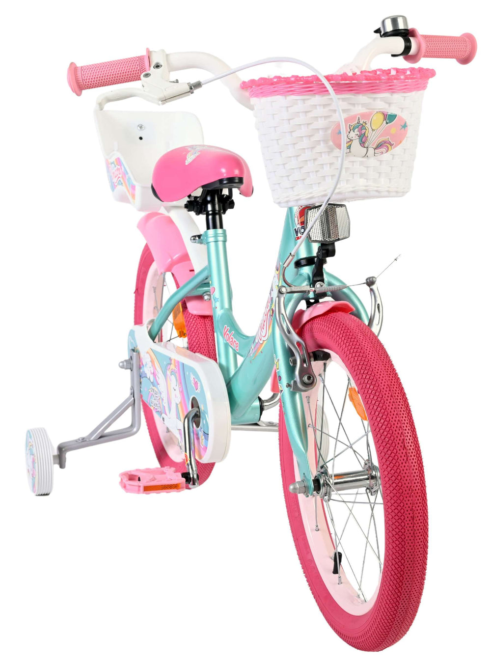 Vélo enfant Volare licorne - filles - 16 pouces - vert