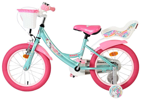 Vélo enfant Volare licorne - filles - 16 pouces - vert