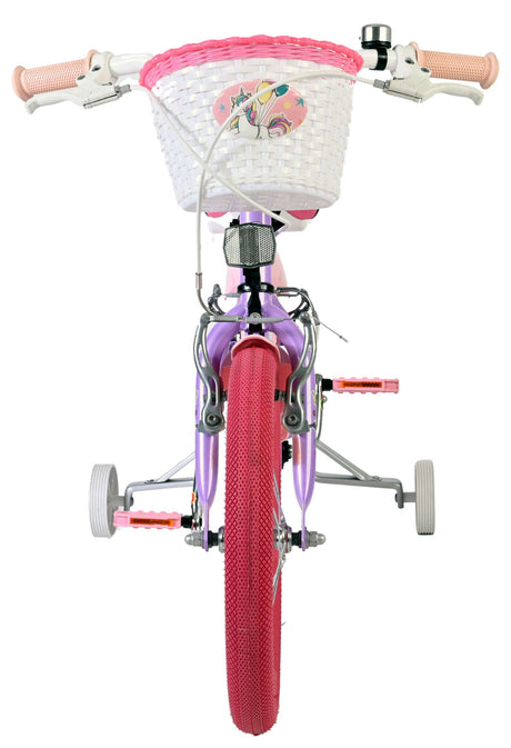 Vélo enfant Volare licorne - filles - 16 pouces - violet - deux freins à main
