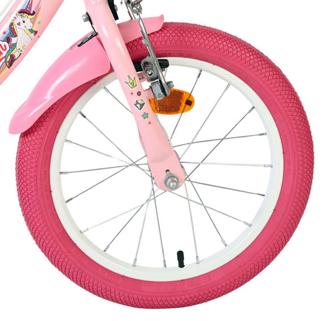 Vélo enfant Volare licorne - filles - 16 pouces - rose - deux freins à main