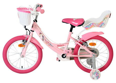 Vélo enfant Volare licorne - filles - 16 pouces - rose - deux freins à main