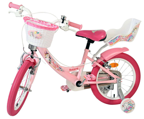 Vélo enfant Volare licorne - filles - 16 pouces - rose - deux freins à main