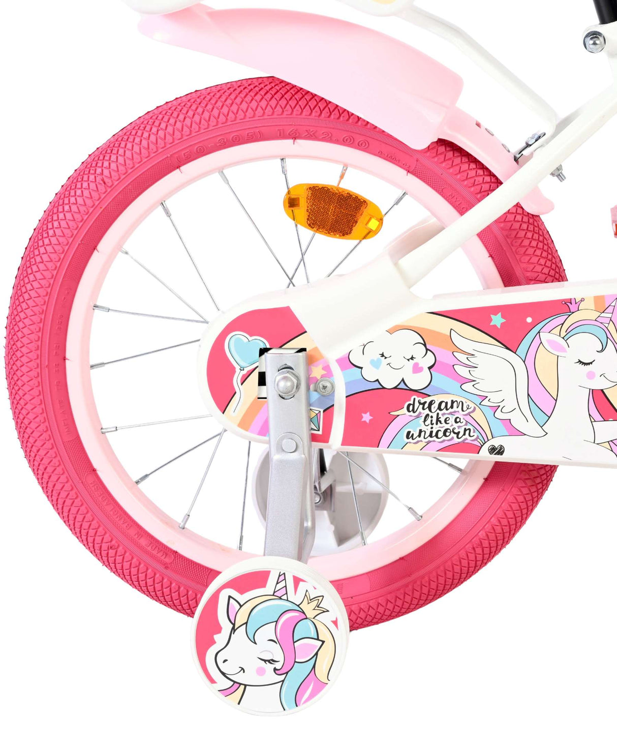 Vélo enfant licorne Volare - filles - 16 pouces - blanc