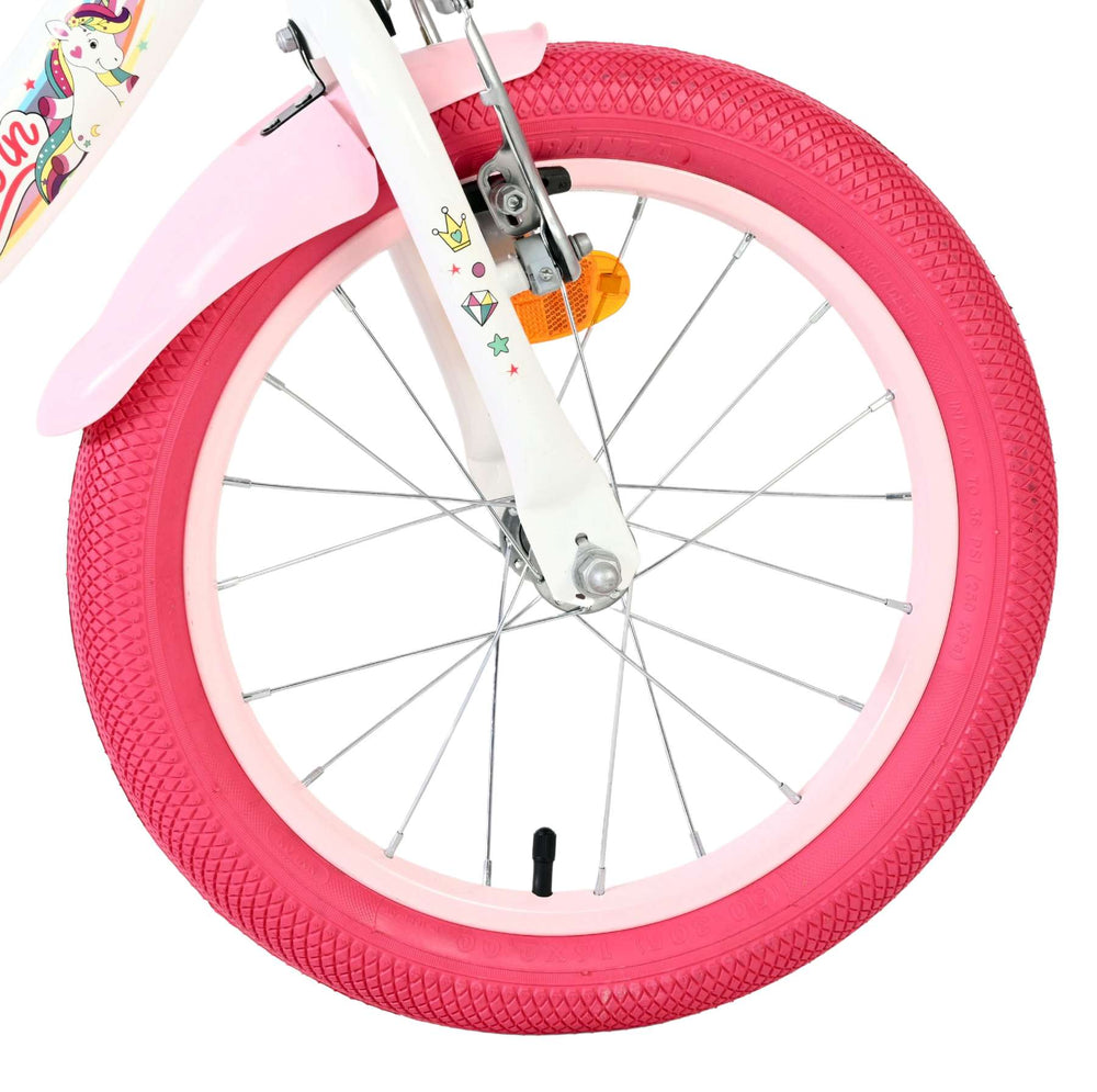 Vélo enfant licorne Volare - filles - 16 pouces - blanc