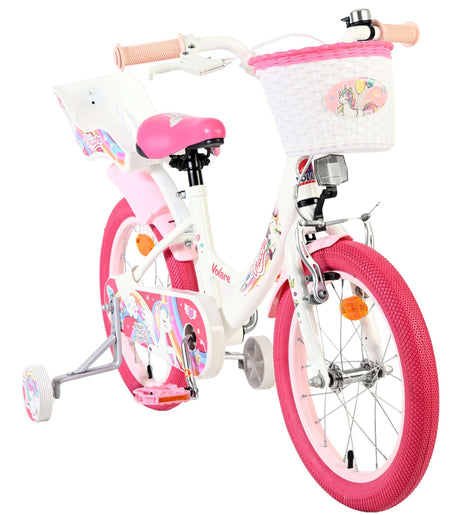 Vélo enfant licorne Volare - filles - 16 pouces - blanc