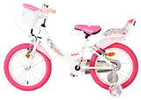 Vélo enfant Volare licorne - filles - 16 pouces - blanc - deux freins à main