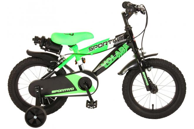 Volare Sportivo Bike para bicicletas para niños de 14 pulgadas neón verde negros dos frenos de mano 95% ensamblados