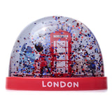 Cabine téléphonique rouge souvenir de Londres, boule à neige de la garde royale m