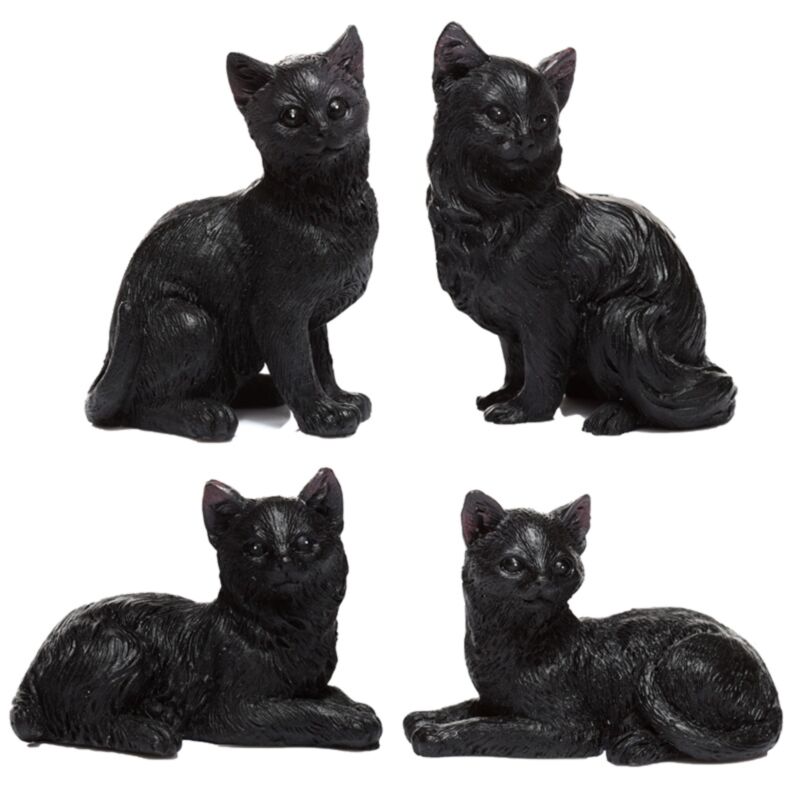 Figurines miniatures de chat noir
