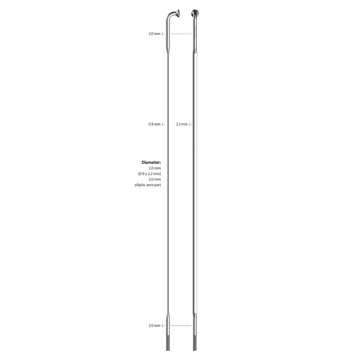 Sapim Spaak 14-250 argent plat à rayons CX avec mamelon (20e)