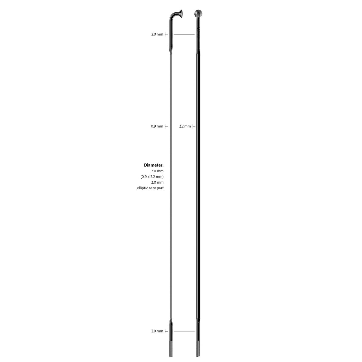 Sapim Spaak 14-224 CX-Ray Plat Black med Nippel (20.)