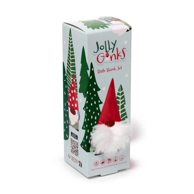 Coffret cadeau beauté de 3 bombes de bain gnome de Noël