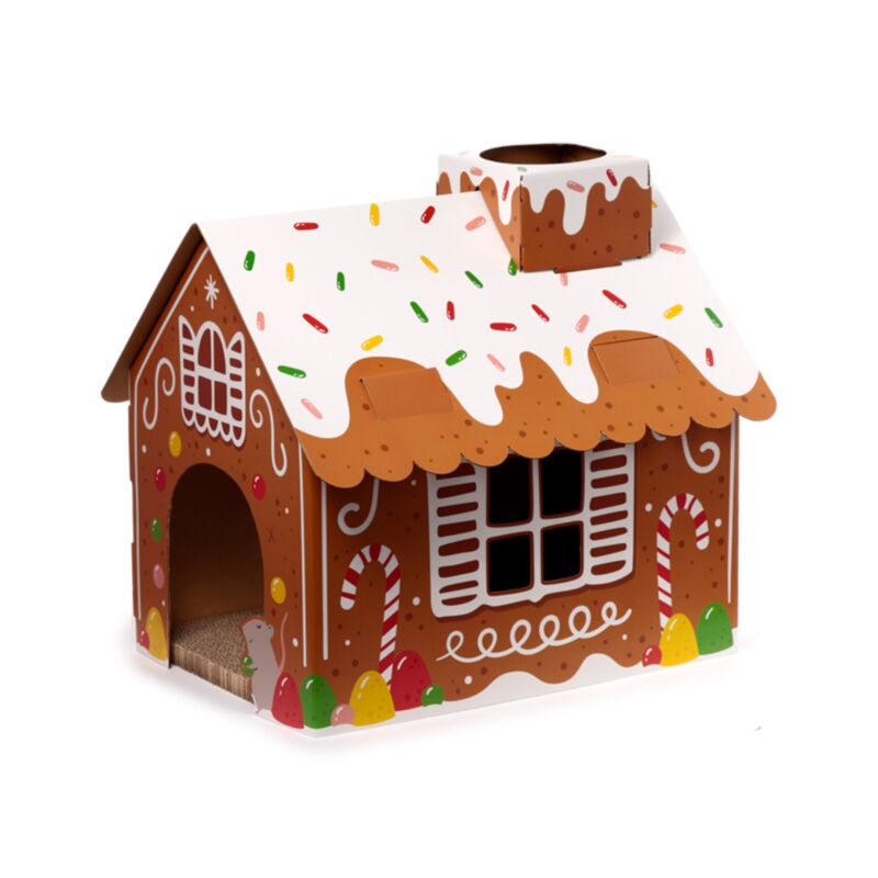 Maisonnette de Noël DIY pour chat Ginger Lane 100 % carton