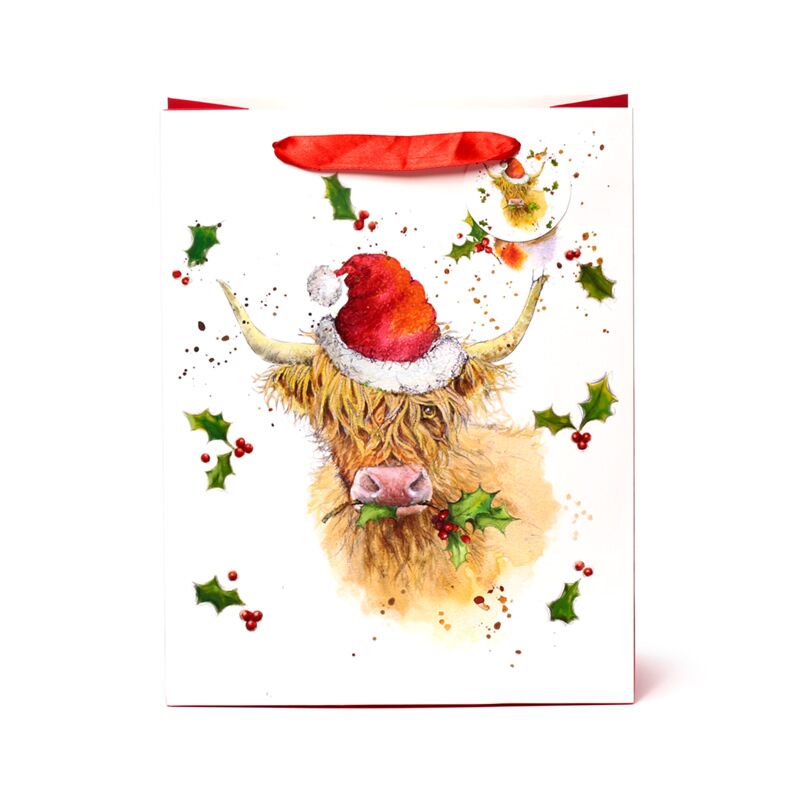 Jan Pashley Noël Highland Coo Sac cadeau L