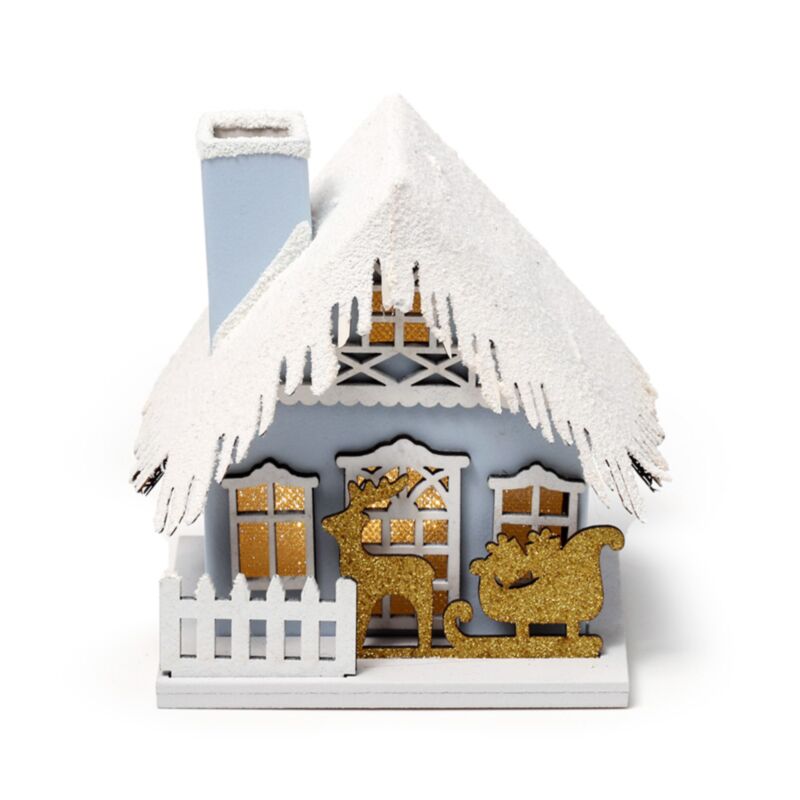 Décoration LED de maison de noël, scène de traîneau doré