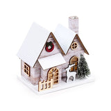 Décoration LED de maison de noël à double façade en bouleau argenté