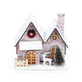 Décoration LED de maison de noël à double façade en bouleau argenté