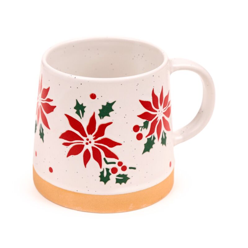 Tasse en grès conique plante poinsettia